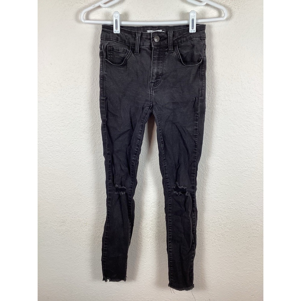 Oasis Jeans Womens 0 Denim Distressed Black Comfort Solid Stretch Excellent